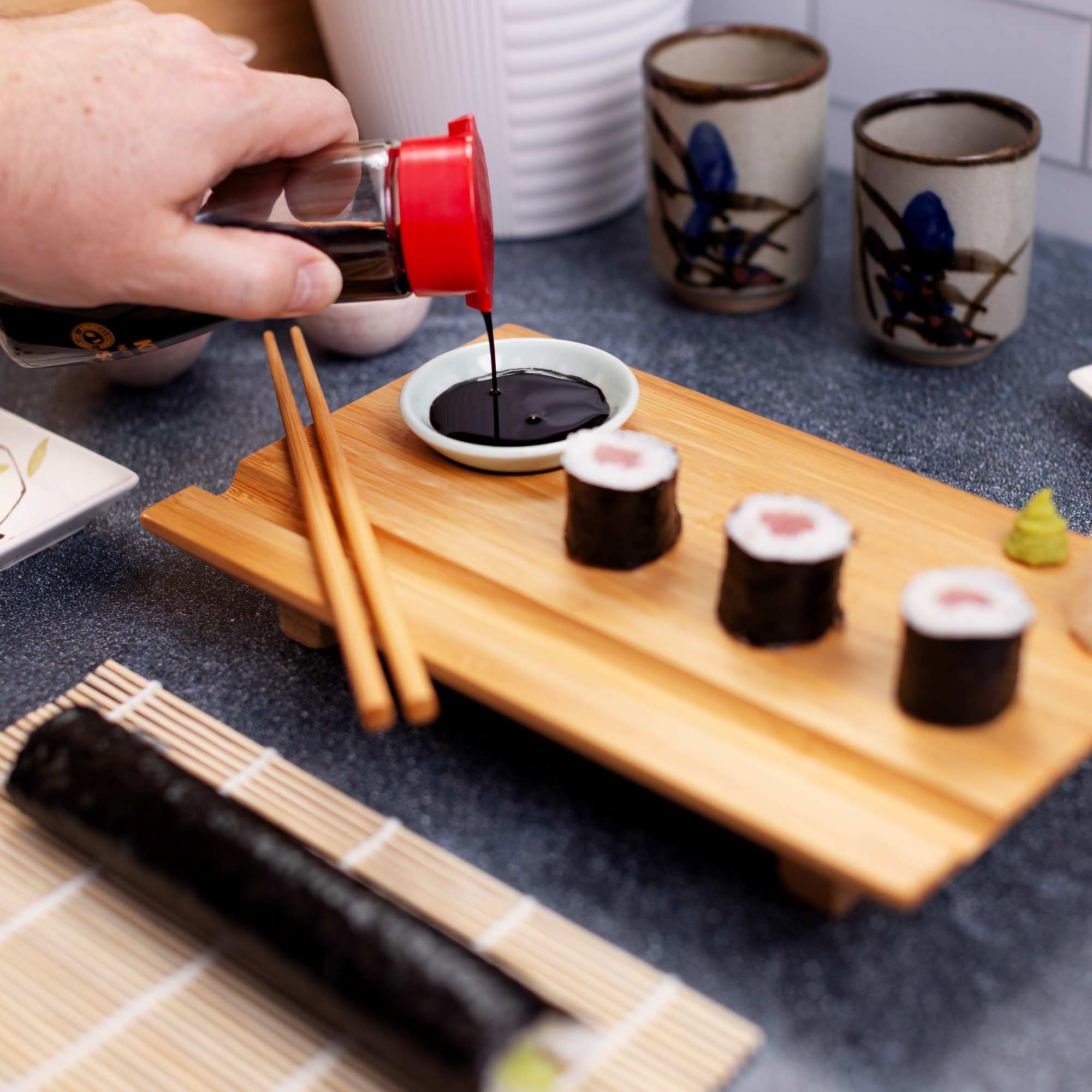 Burnished Bamboo Sushi Board Set - Image 4