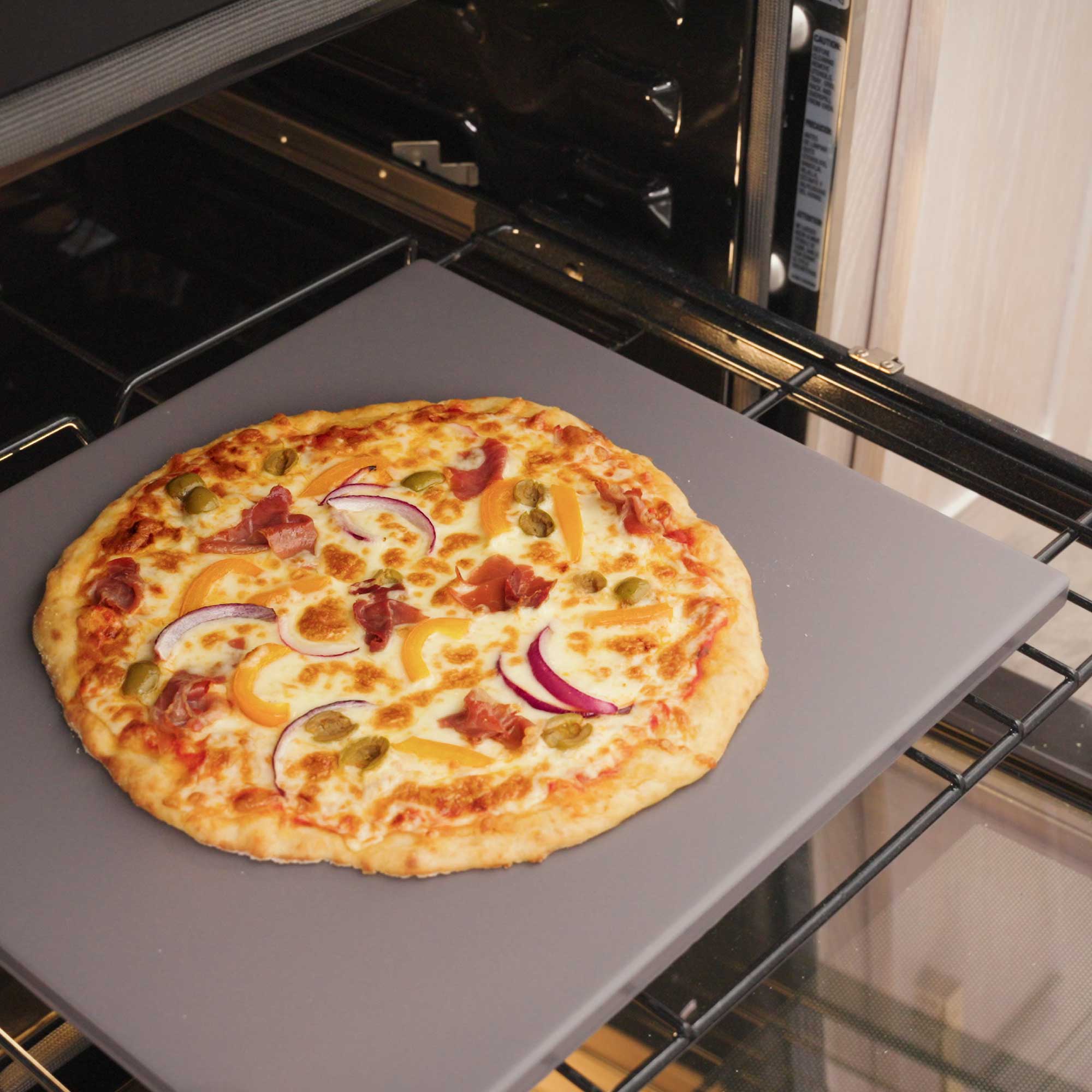 Glazed Rectangular Pizza Stone, 14x16-Inch, Grey - Image 3