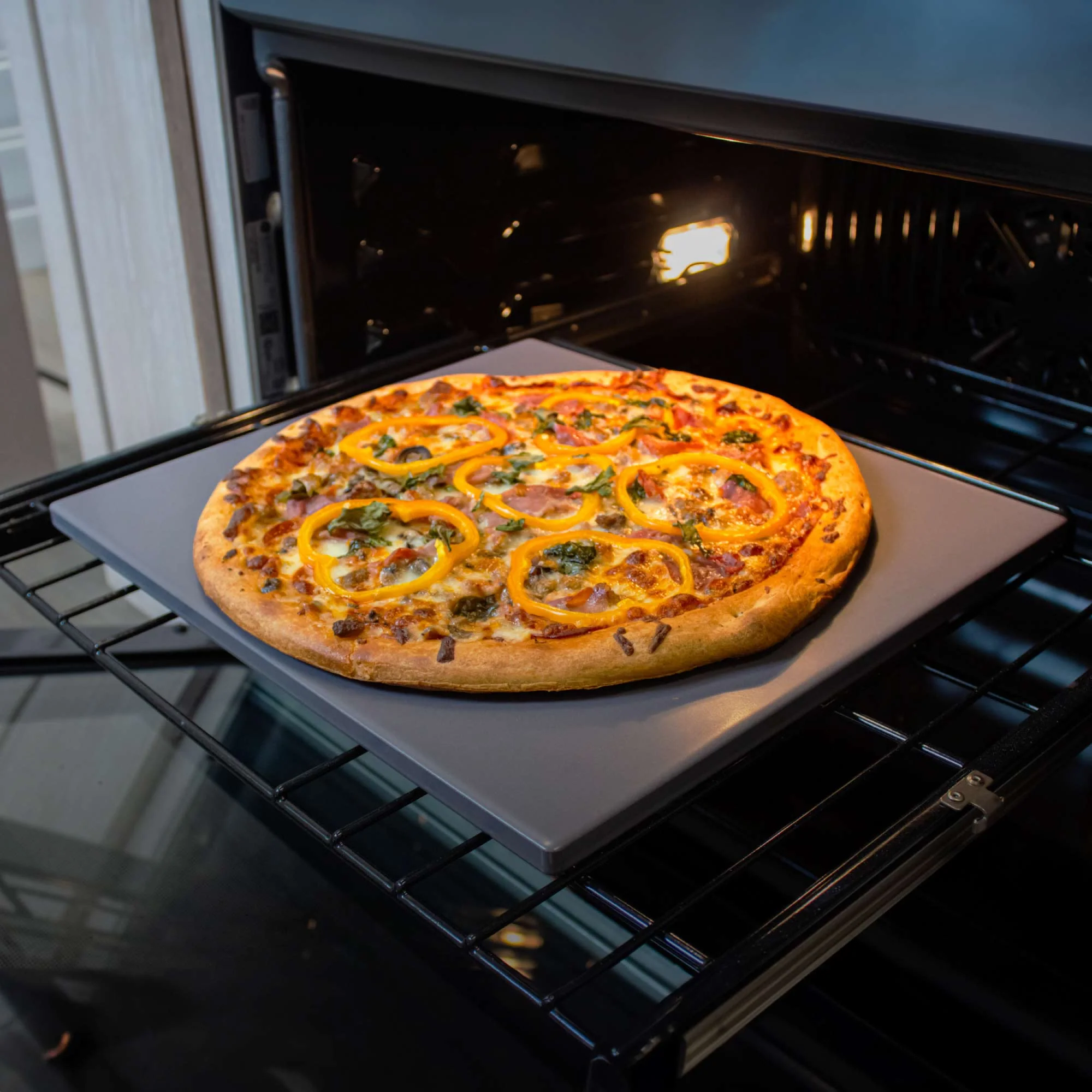 Glazed Rectangular Pizza Stone, 14x16-Inch, Grey - Image 6