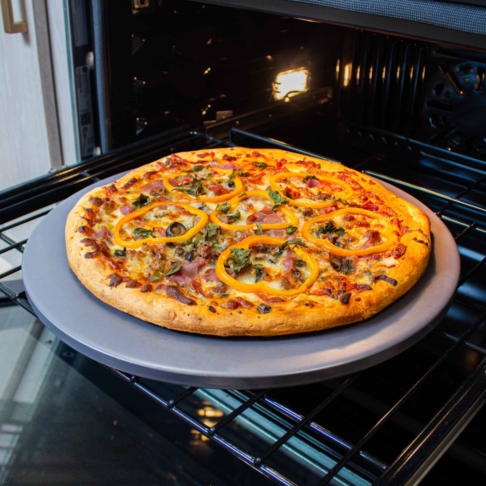 Glazed Round Pizza Stone, 14-Inch, Grey - Image 6