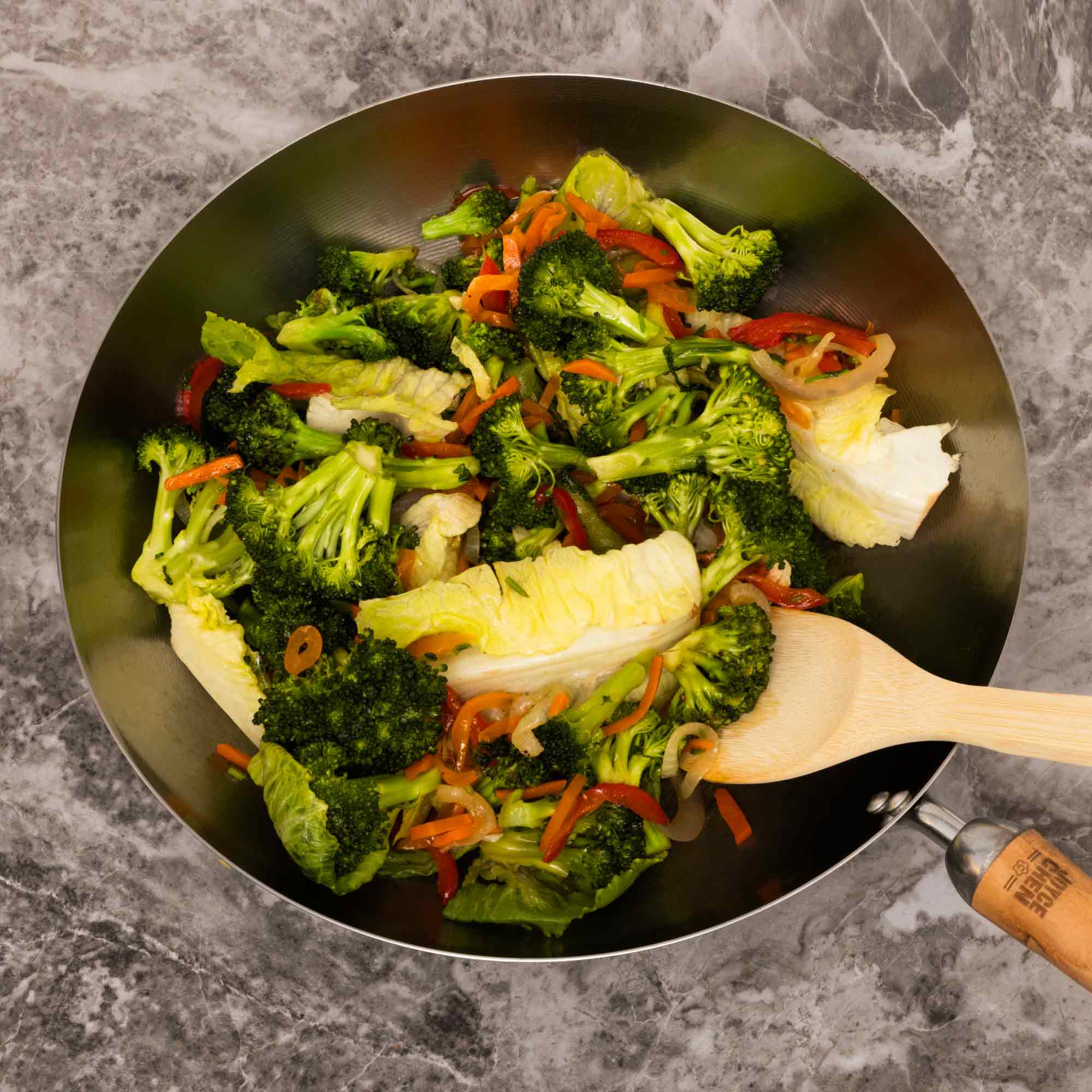 Classic Series 12-Inch Carbon Steel Stir Fry Pan with Birch Handle - Image 3