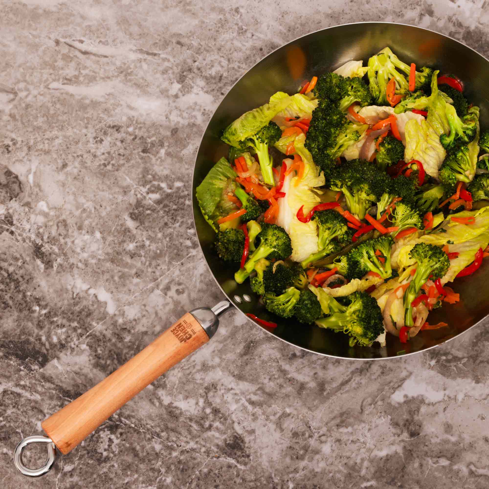 Classic Series 12-Inch Carbon Steel Stir Fry Pan with Birch Handle - Image 5