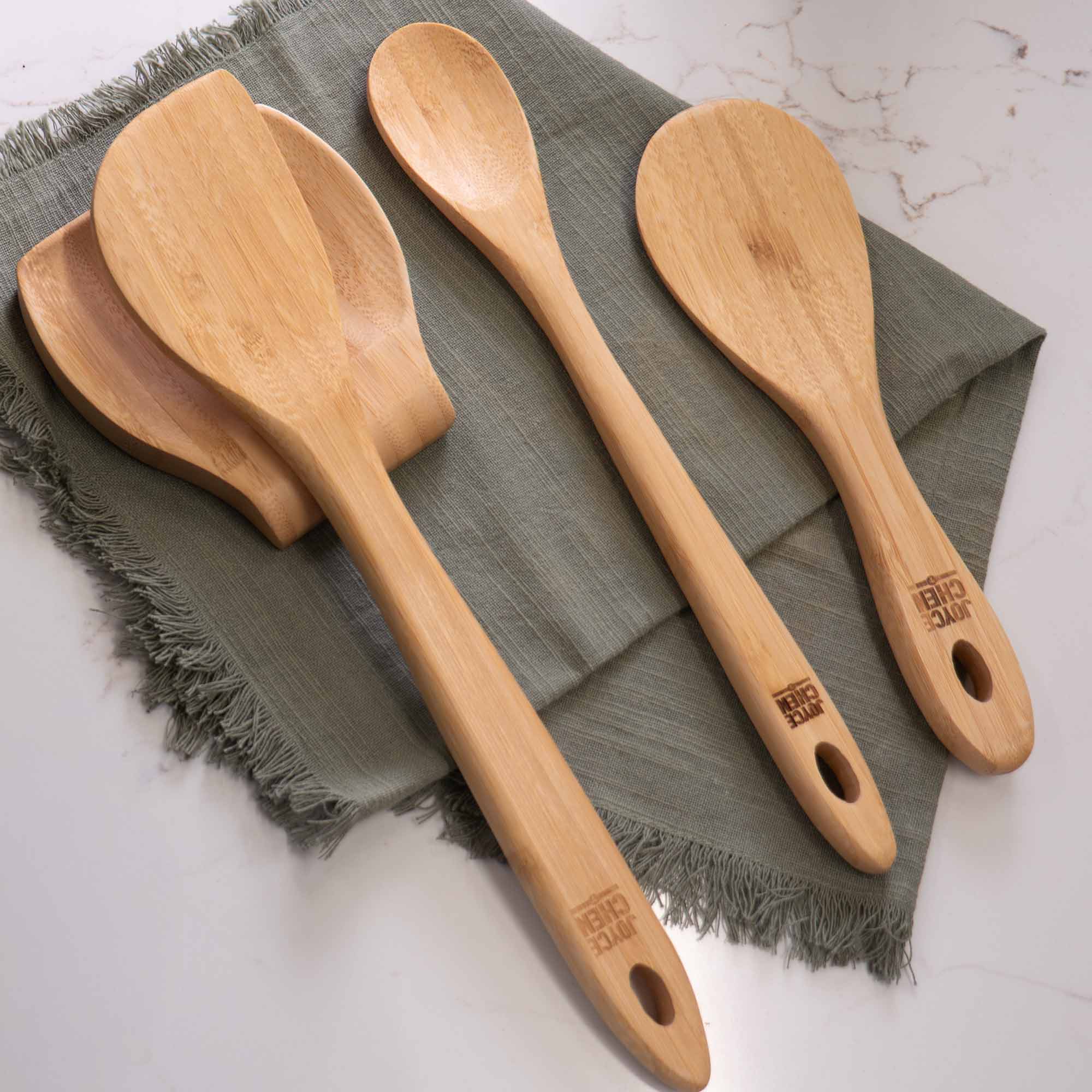 Burnished Bamboo Wok Utensils, 3-Piece Stir Fry Set - Image 4