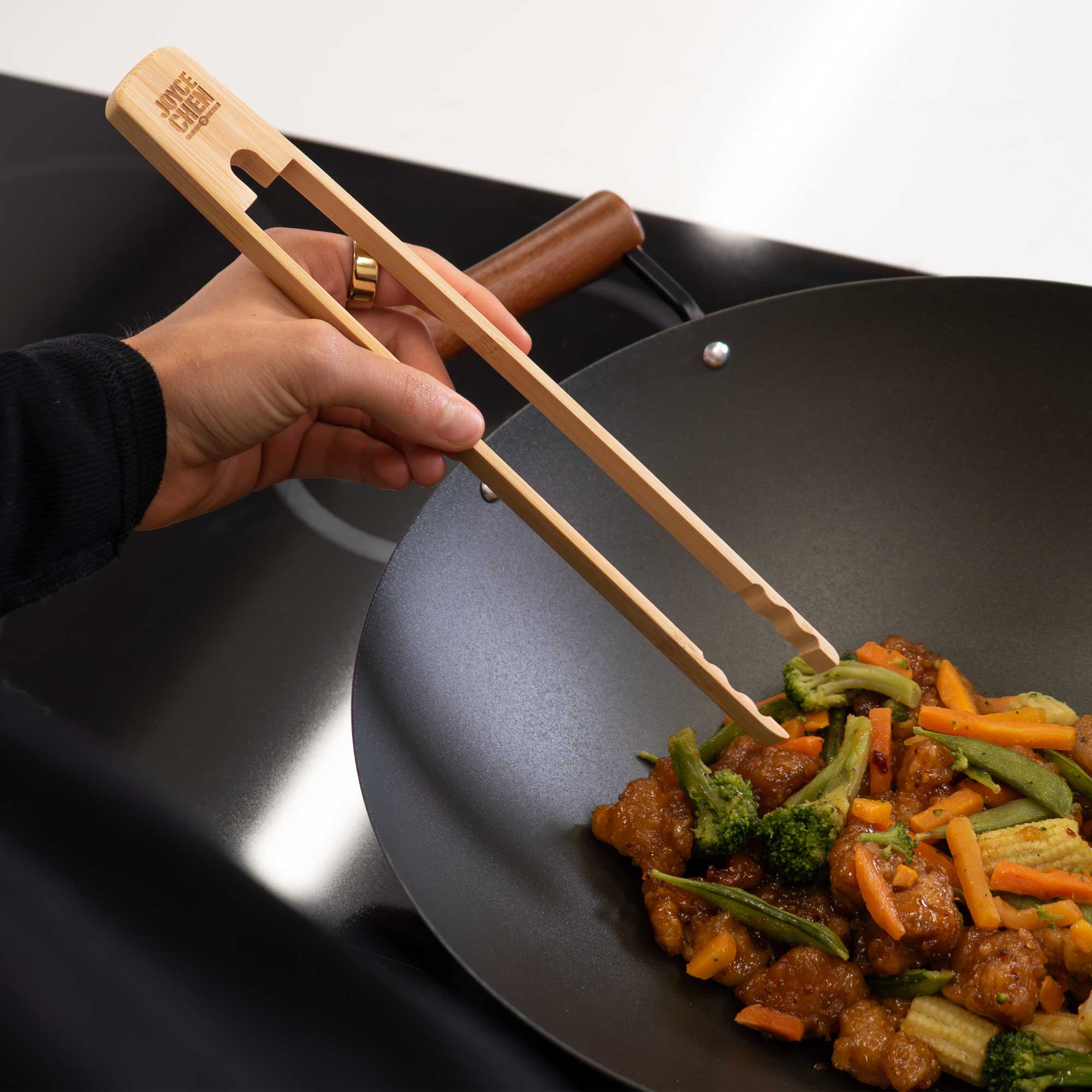 Burnished Bamboo Tongs with Serrated Teeth, 11-Inch - Image 3
