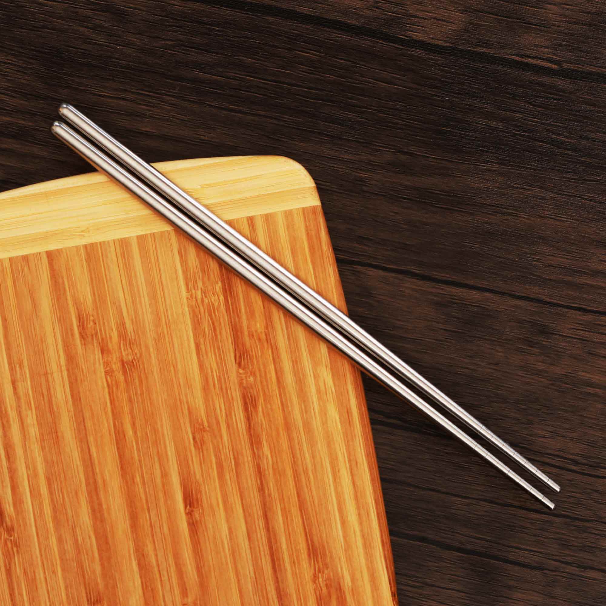 Reusable Stainless Steel Metal Chopsticks Set, 5 Pair Set - Image 5