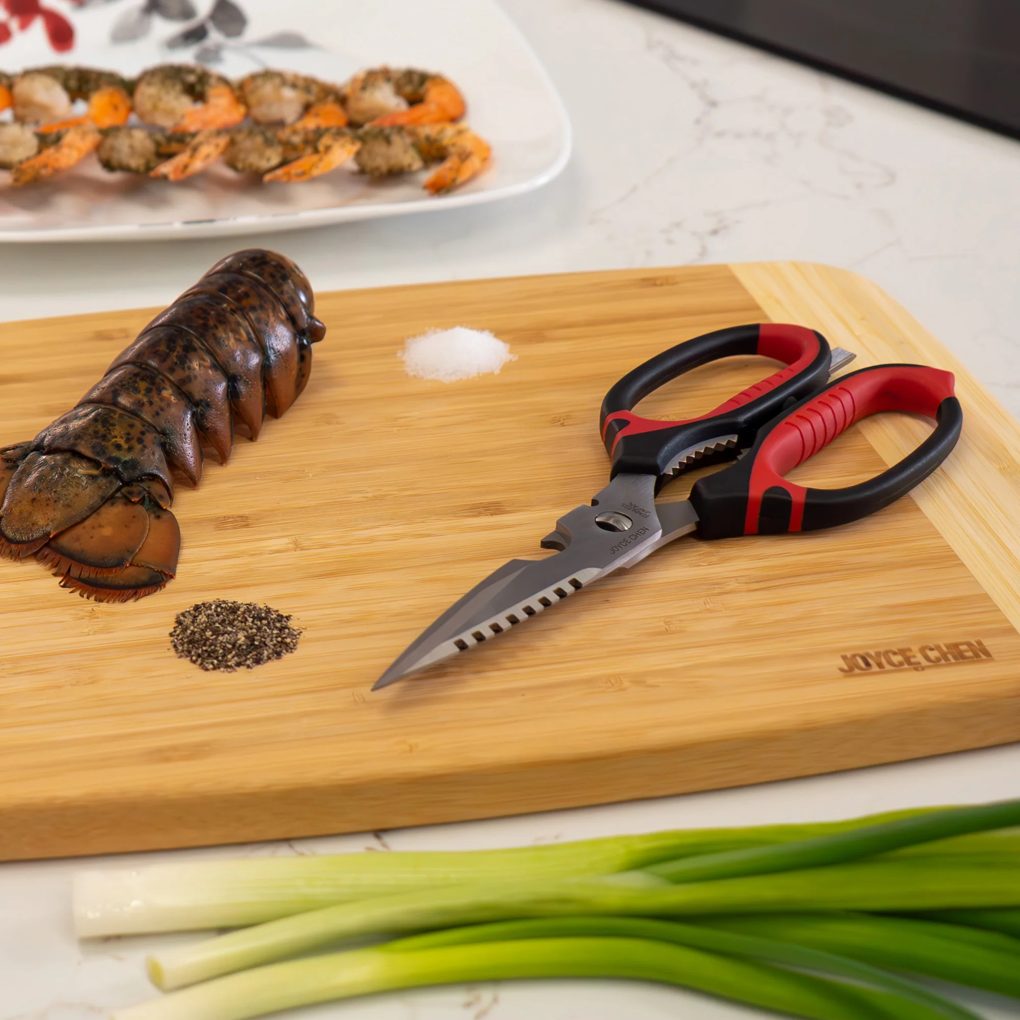 Joyce Chen Deluxe Multi-Use Kitchen Shears, 9" w/ Red & Black Handles - Image 4