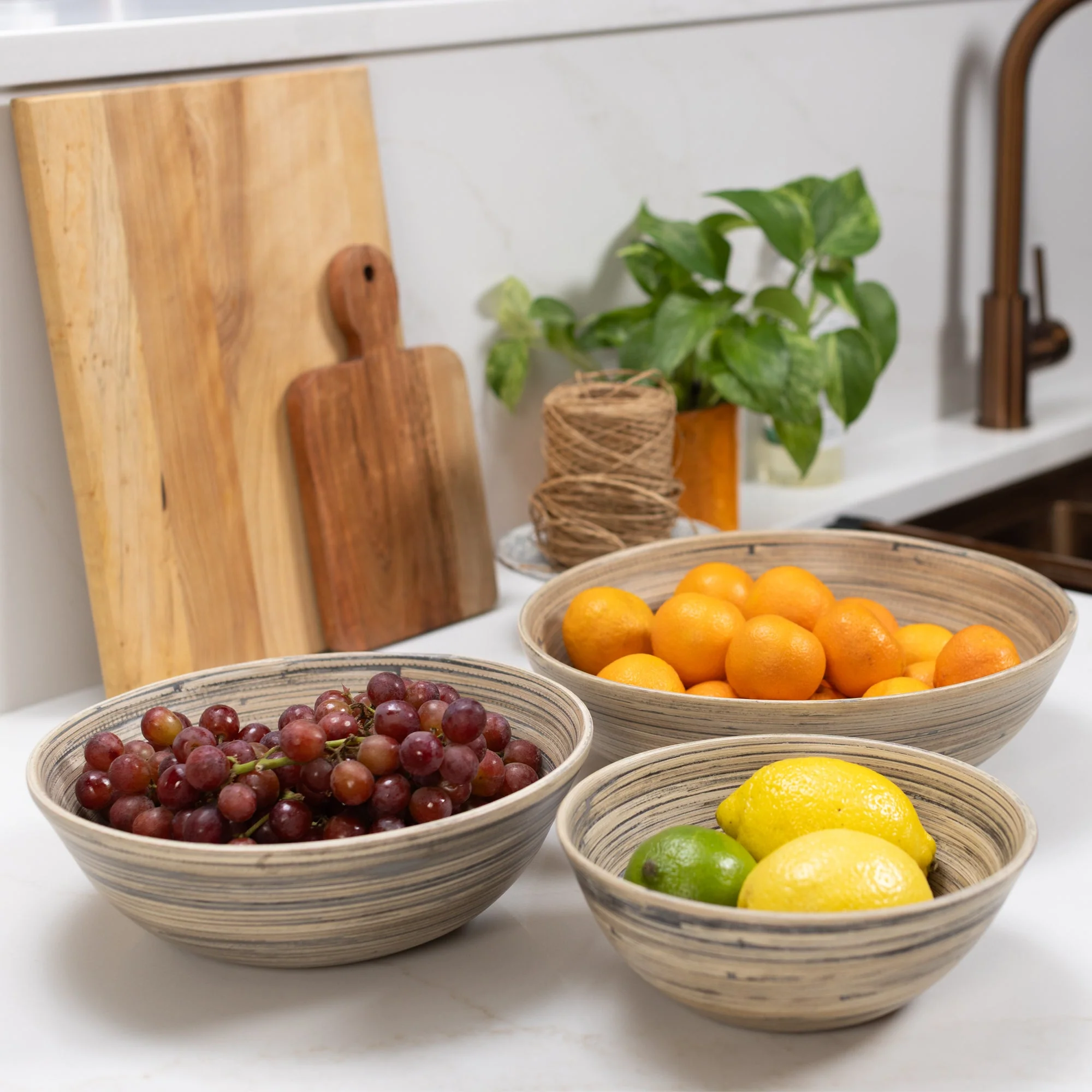 Lexa Bamboo 3-Piece Bowl Set, 12, 10, 8 Inch - Image 20