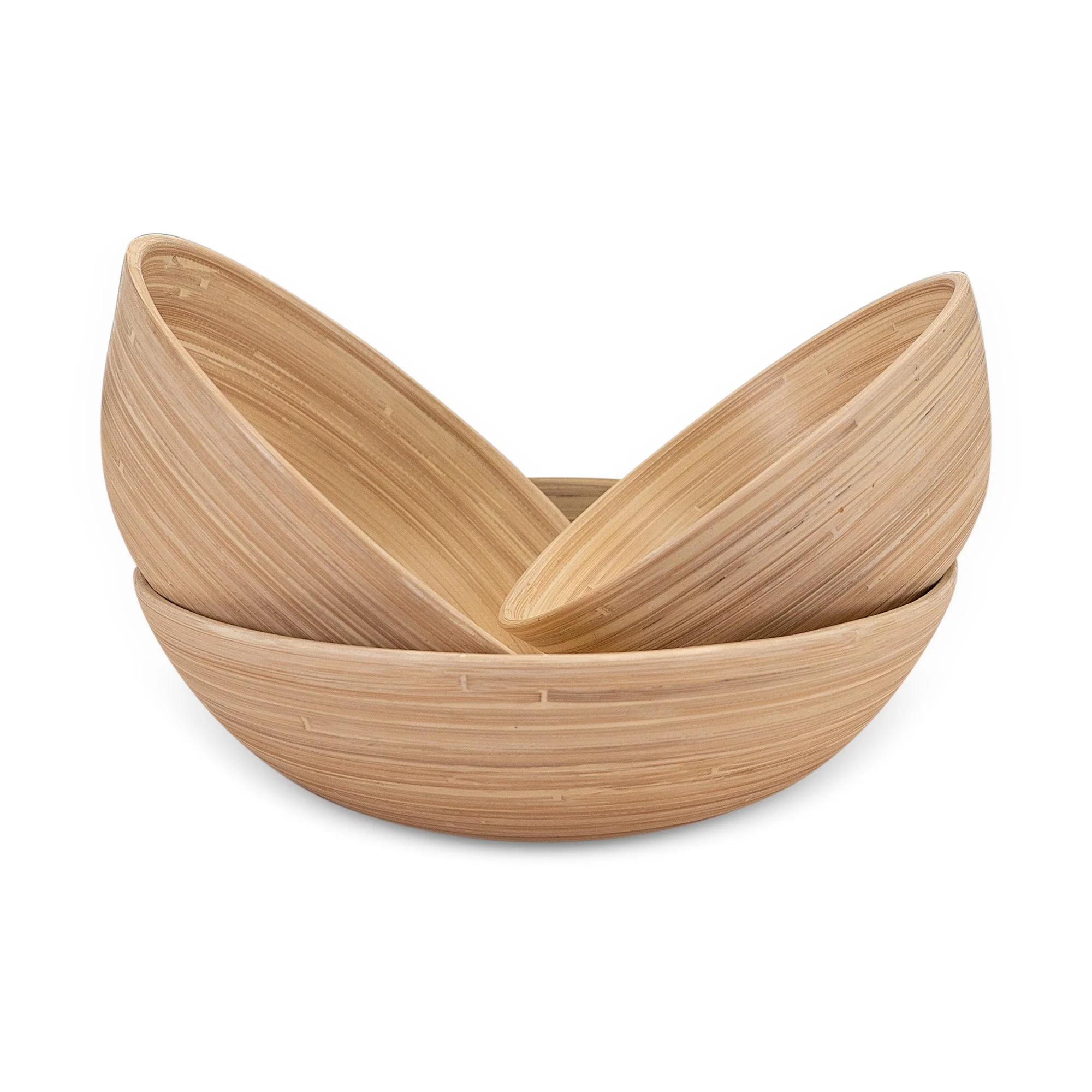 Lexa Bamboo 3-Piece Bowl Set, 12, 10, 8 Inch - Image 3