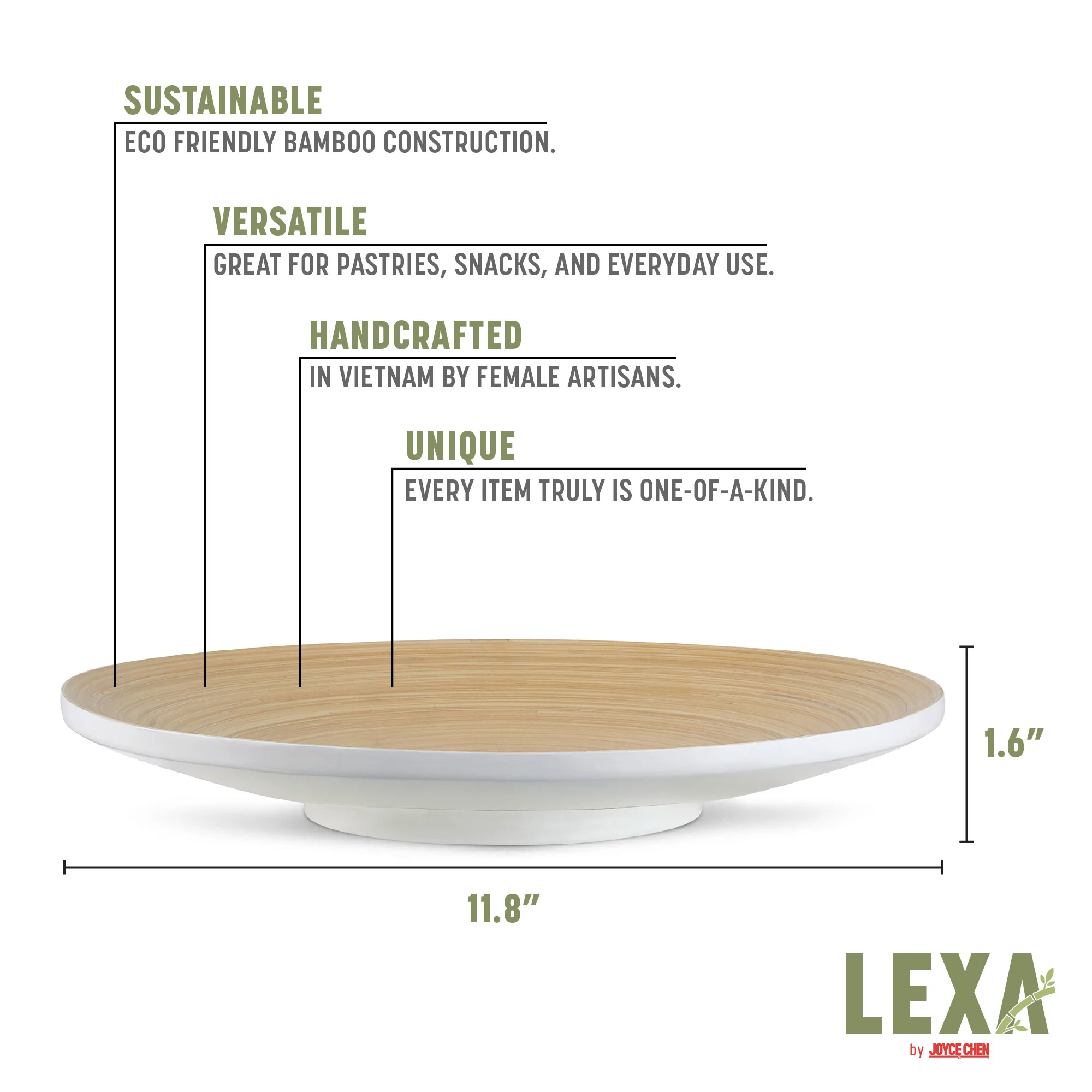 Lexa Bamboo Footed Plate, 12 Inch - Image 14