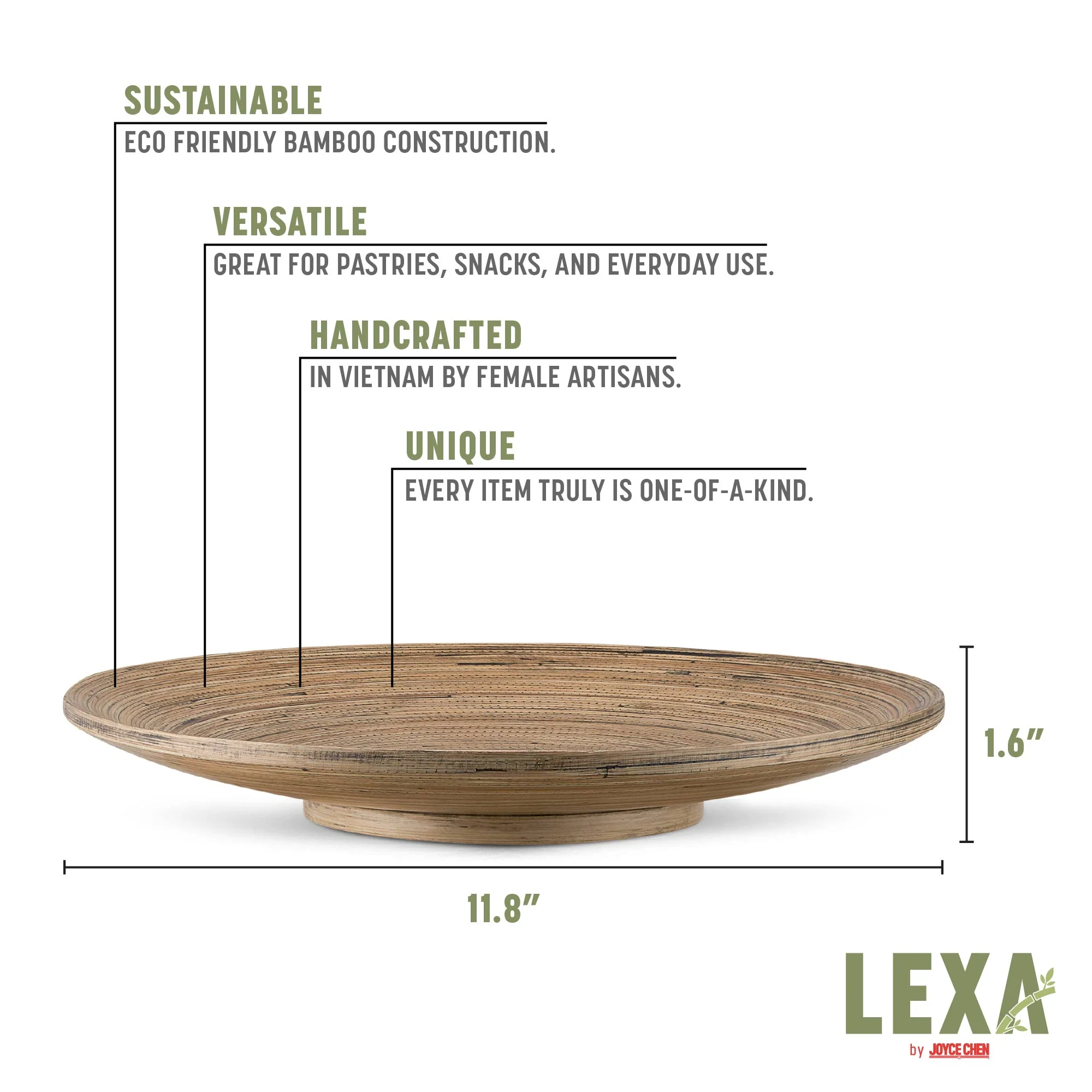 Lexa Bamboo Footed Plate, 12 Inch - Image 8