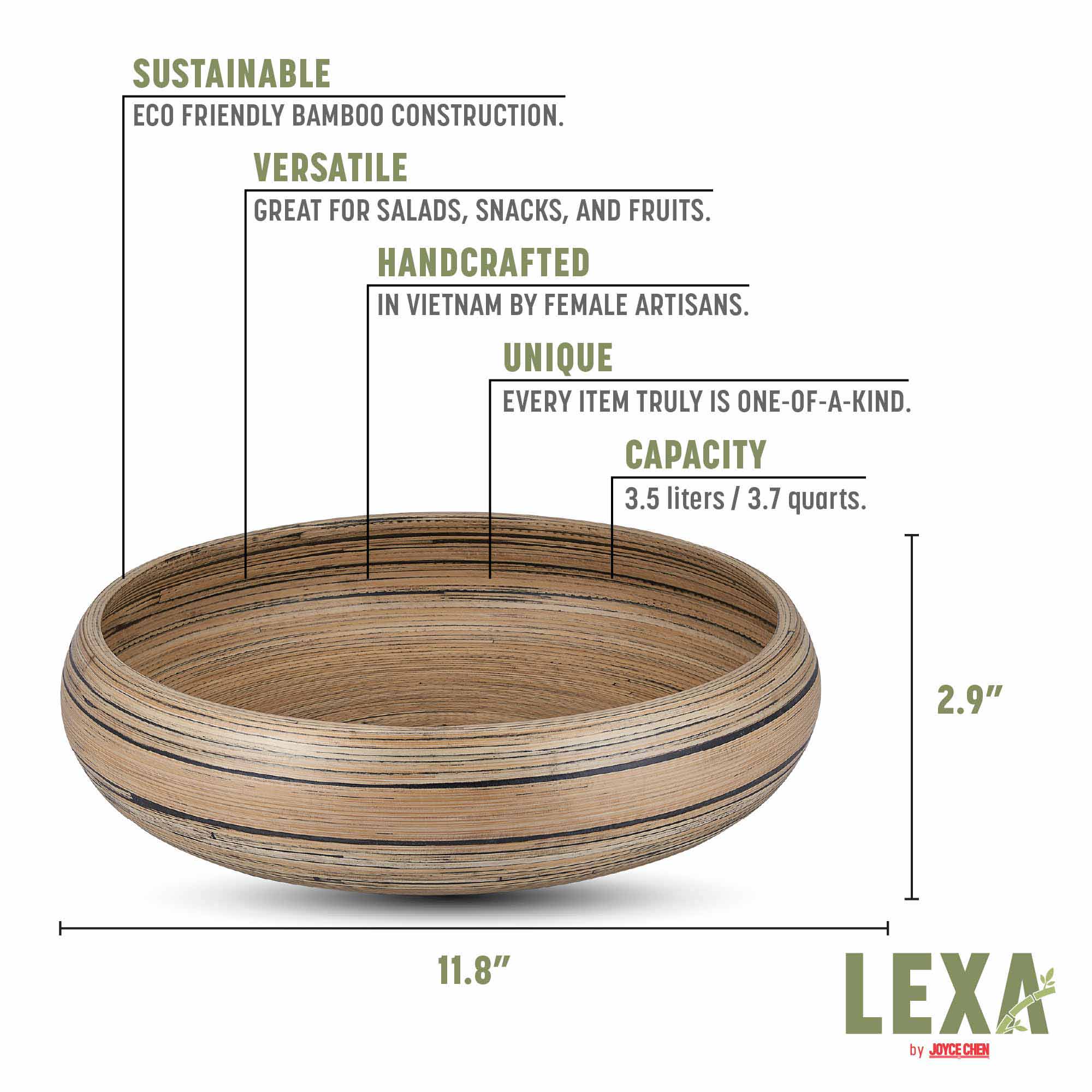 Lexa Bamboo Fruit Bowl, 12 Inch - Image 8