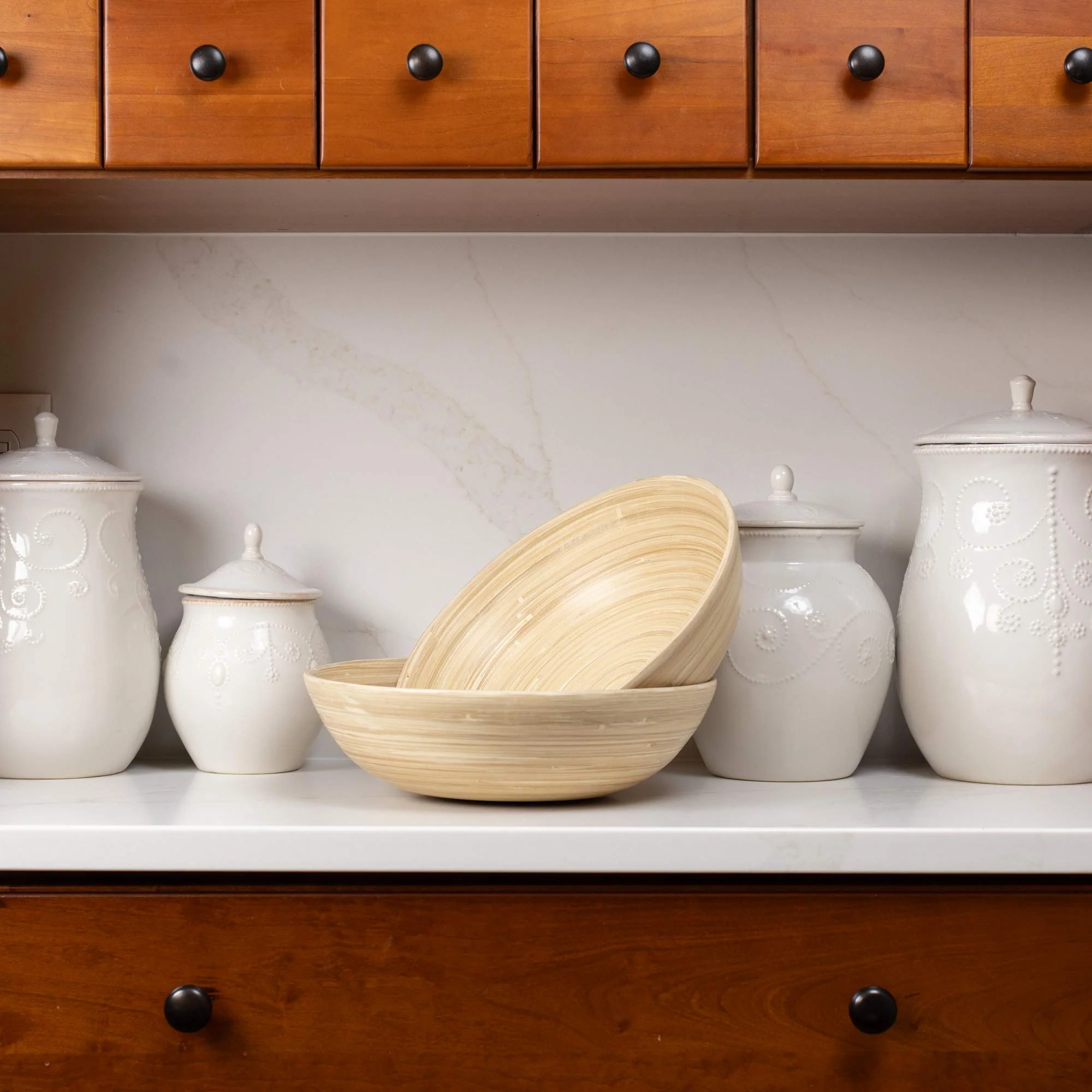 Lexa Bamboo Salad Bowl Set, 12 Inch - Image 5