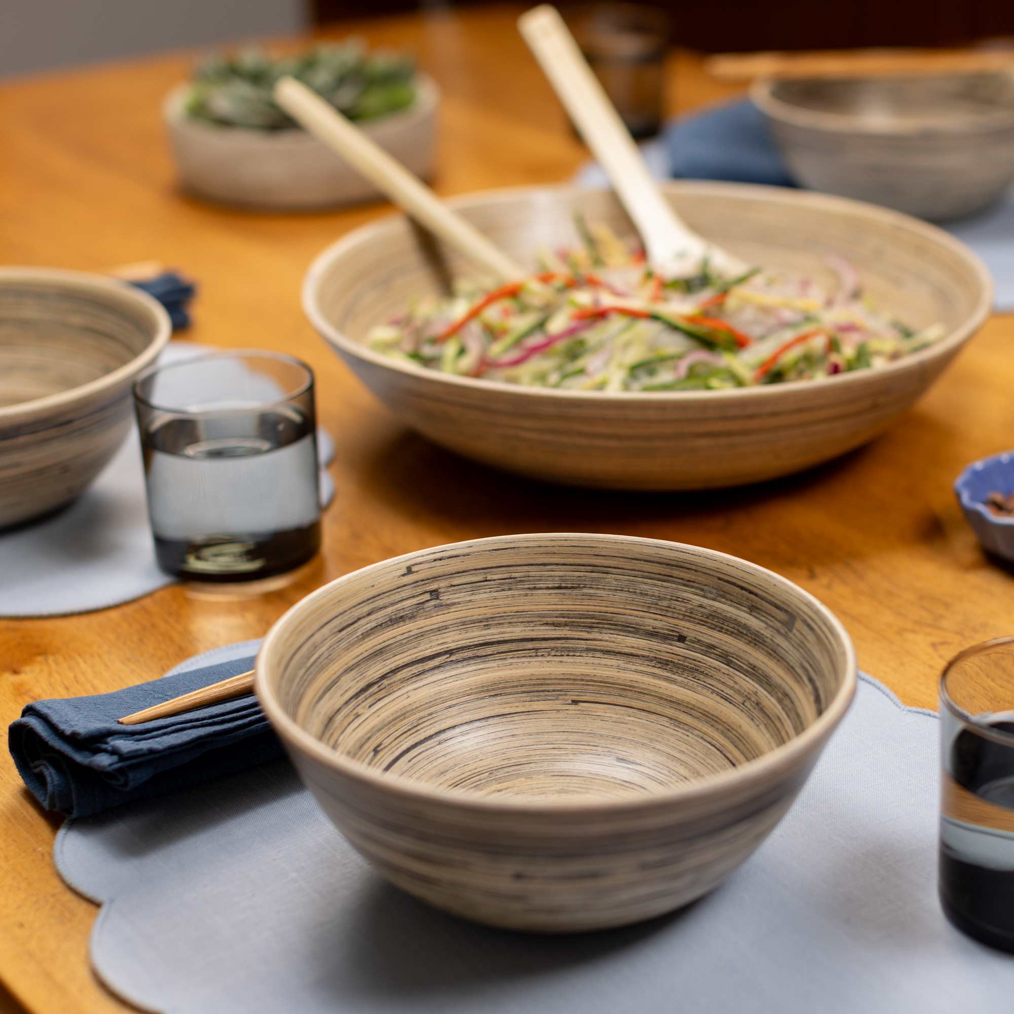 Lexa Bamboo Salad Bowl Set, 8 Inch - Image 10