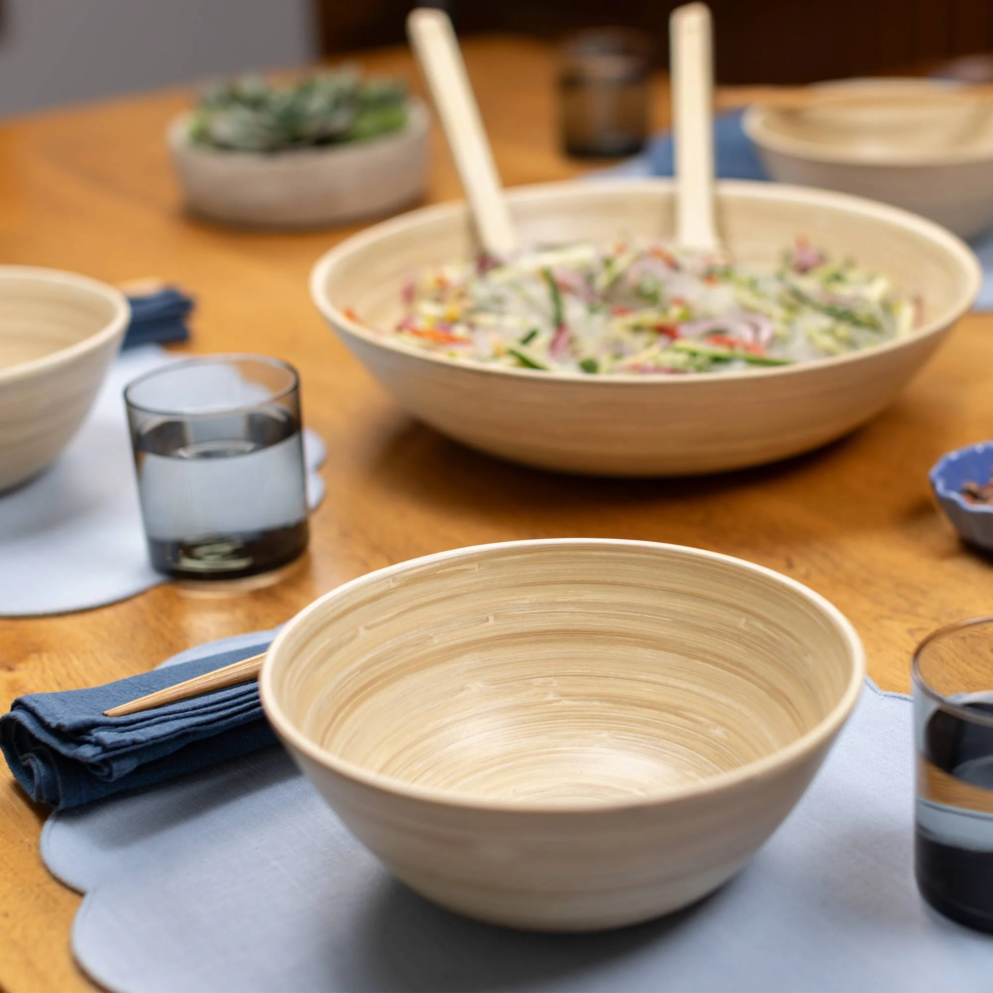Lexa Bamboo Salad Bowl Set, 8 Inch - Image 4