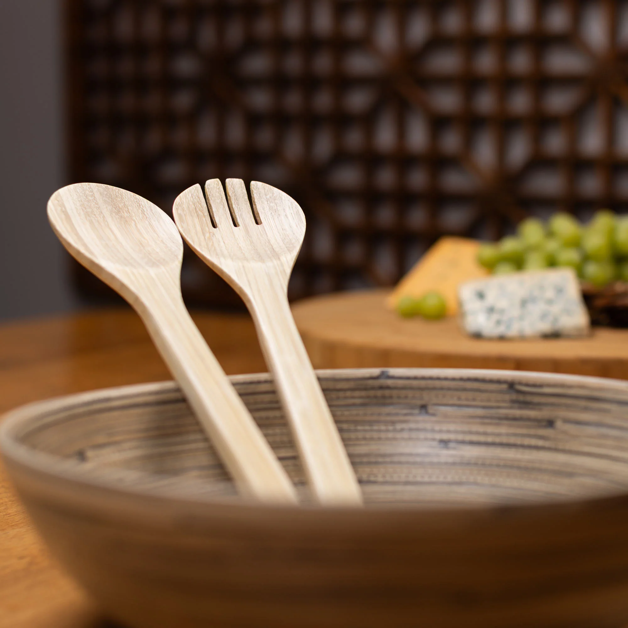 Lexa Bamboo Salad Utensil Set, 12 Inch, Natural Bamboo - Image 3