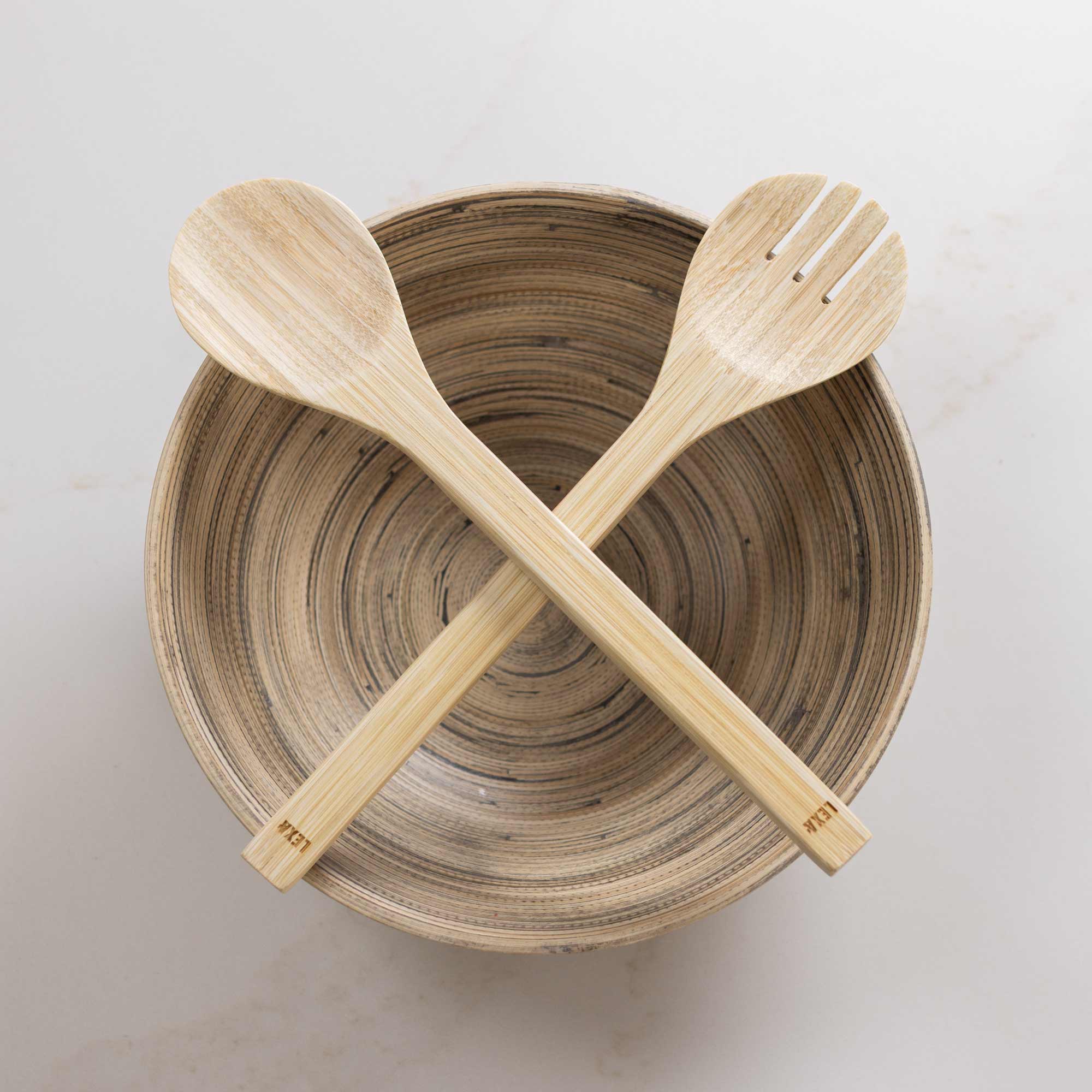 Lexa Bamboo Salad Utensil Set, 12 Inch, Natural Bamboo - Image 5