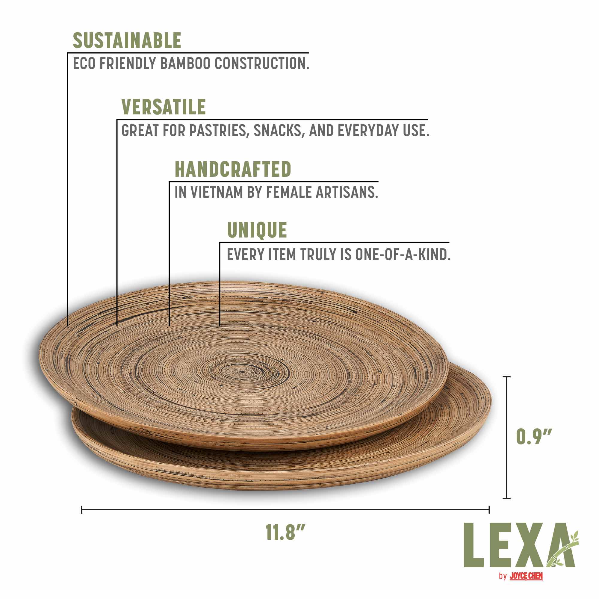 Lexa Bamboo Serving Plate Set, 12 Inch - Image 14