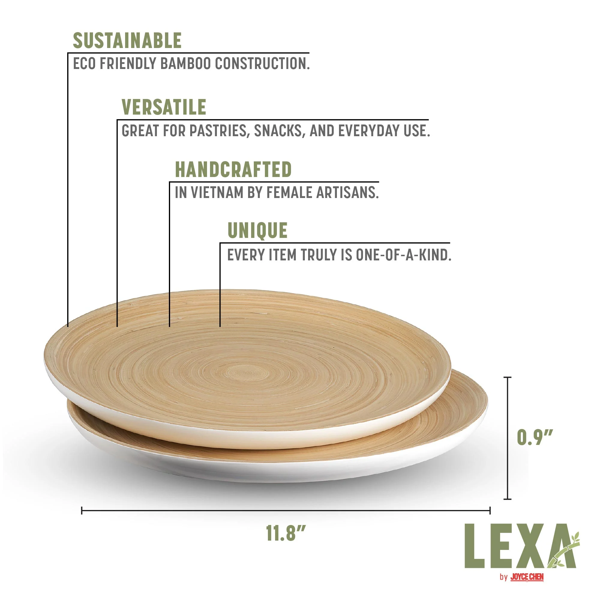 Lexa Bamboo Serving Plate Set, 12 Inch - Image 8