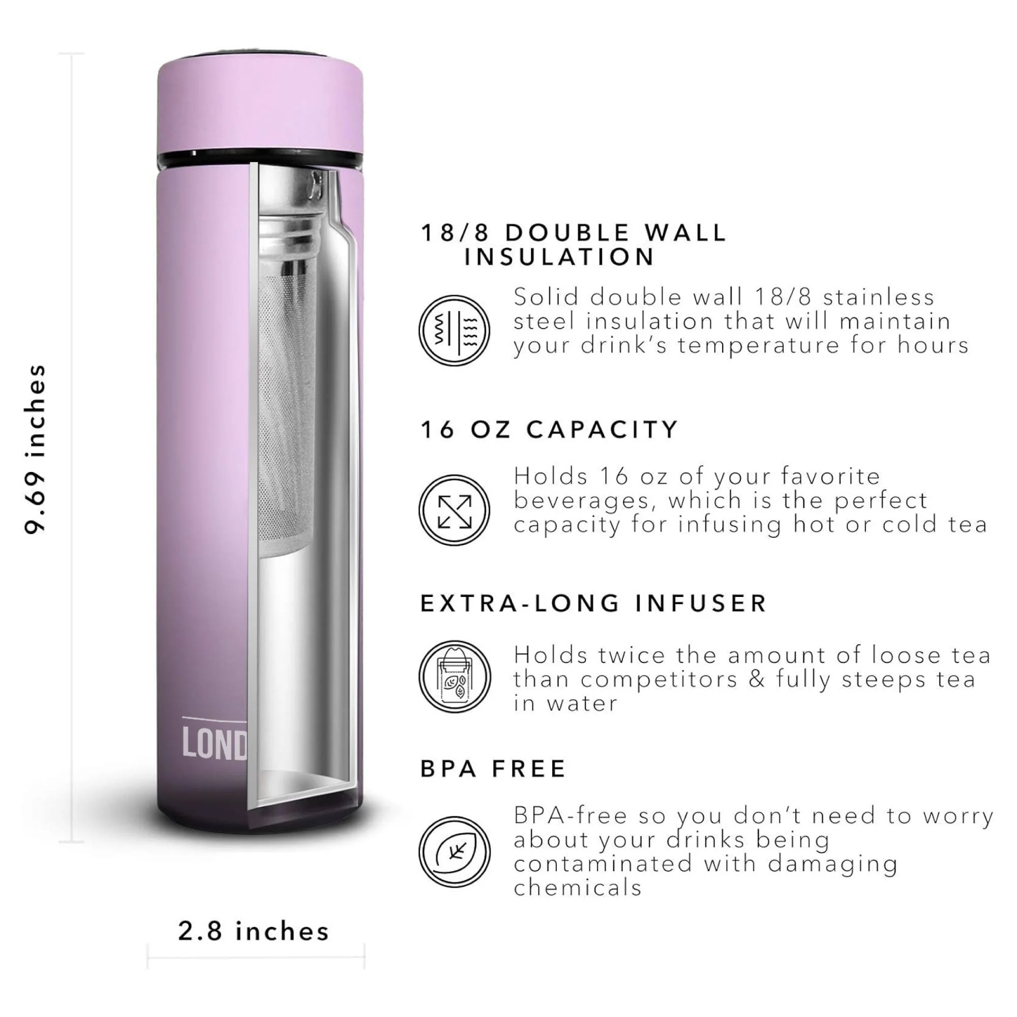 Tea Infuser Bottle - 16 Ounce - Image 7