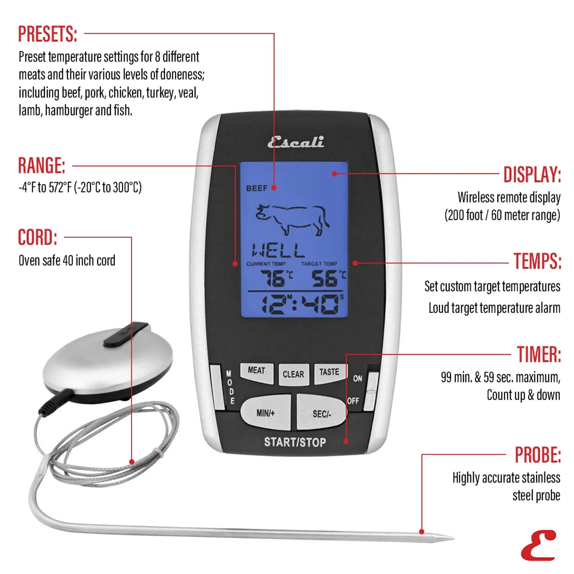 Wireless Remote Thermometer & Timer - Image 2